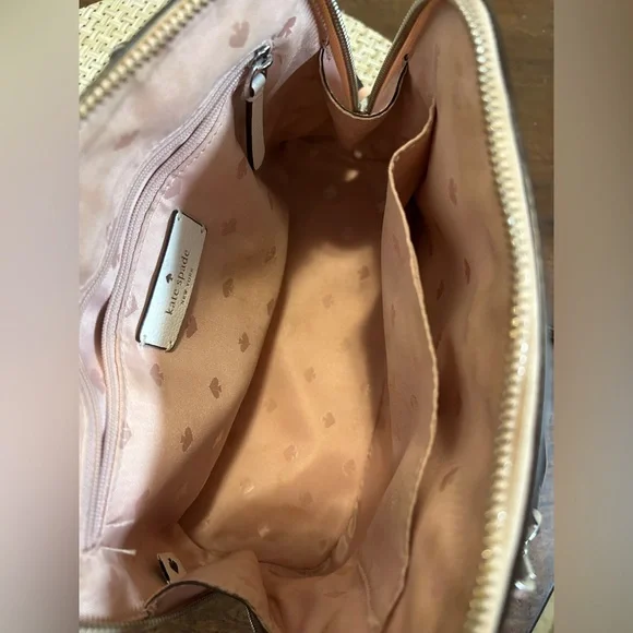 Small Kate Spade White and Pink Satchel with Brown Accents. - Picture 6 of 15